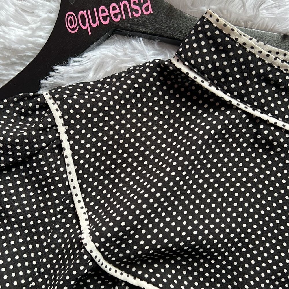 WHO WHAT WEAR Black Polkadot High Neck Blouse - Picture 14 of 16